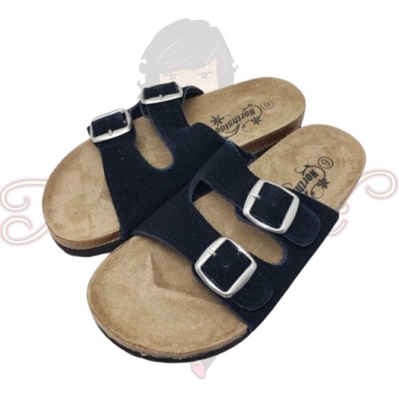 Northside Black Open Toe Buckle Slip-On Sandals - Picture 1 of 11